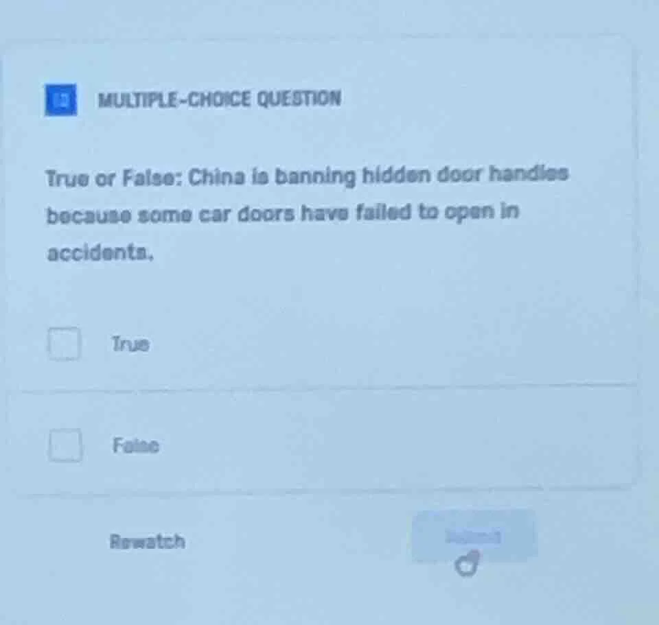 multiple-choice question true or false: china is banning hidden door ha…
