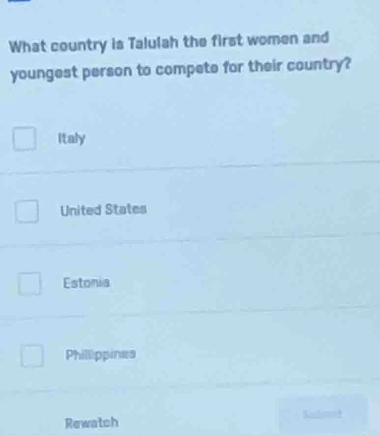 what country is talulah the first women and youngest person to compete …