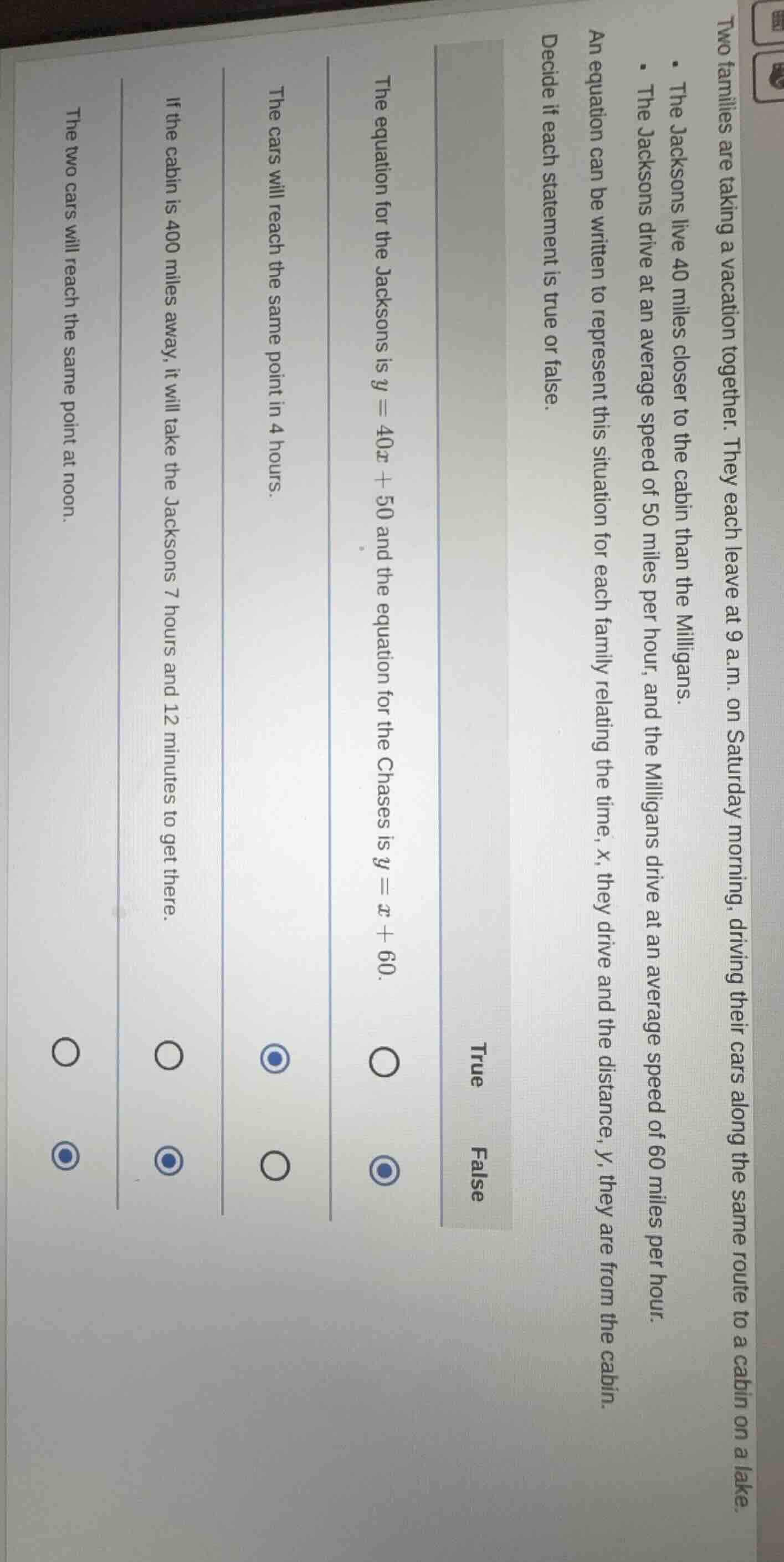 two families are taking a vacation together. they each leave at 9 a.m. …