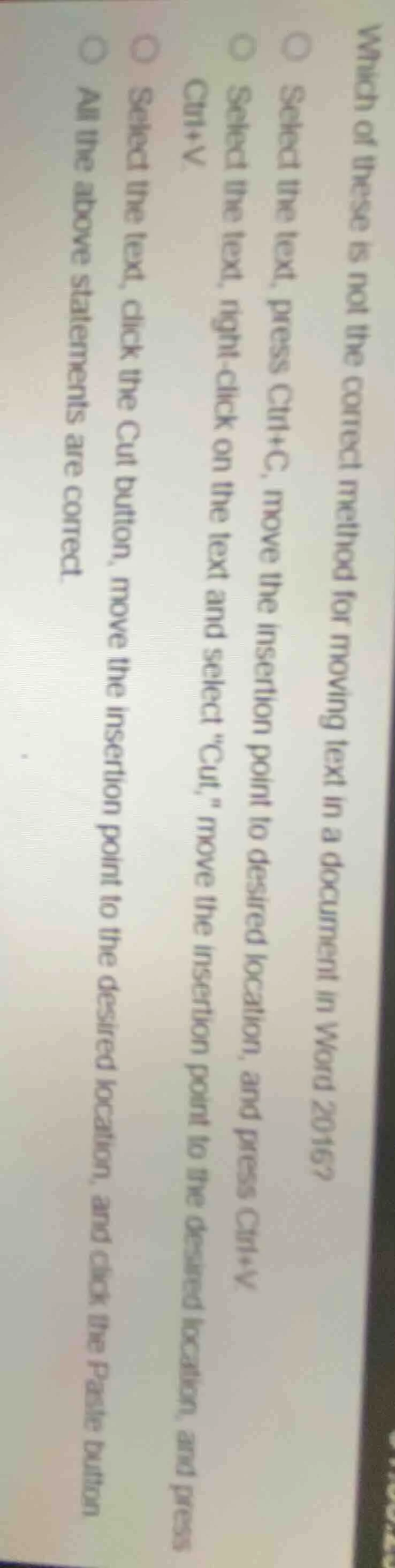 which of these is not the correct method for moving text in a document …