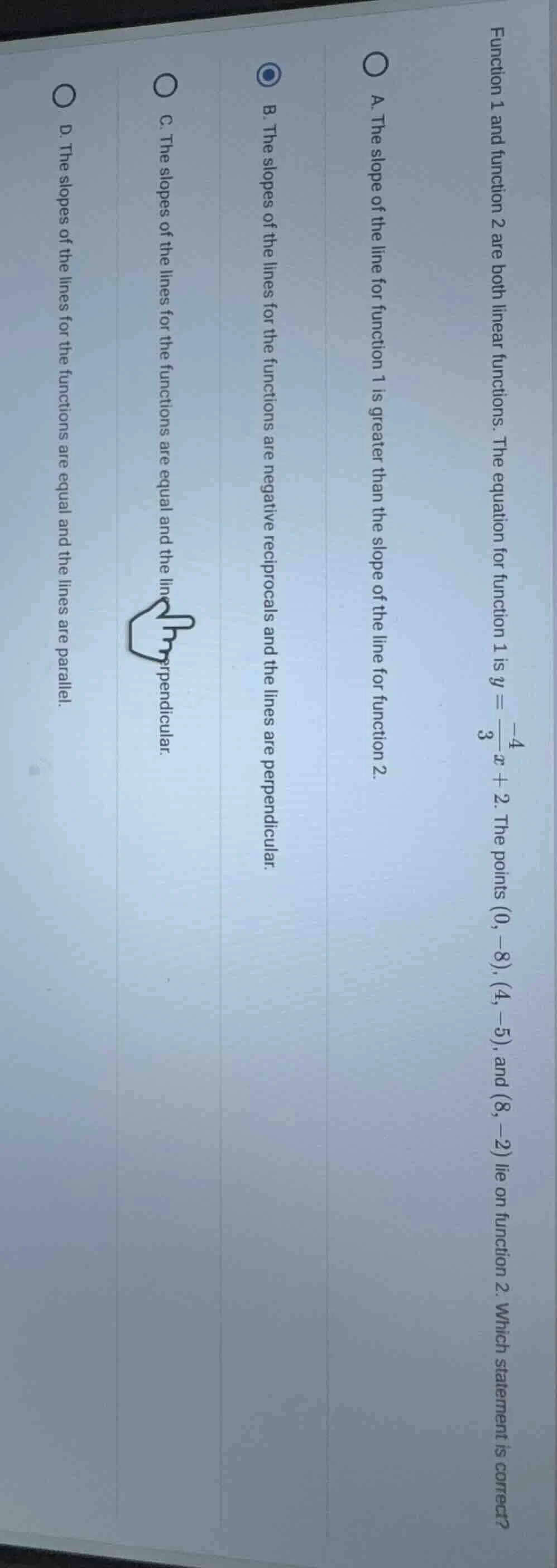 function 1 and function 2 are both linear functions. the equation for f…