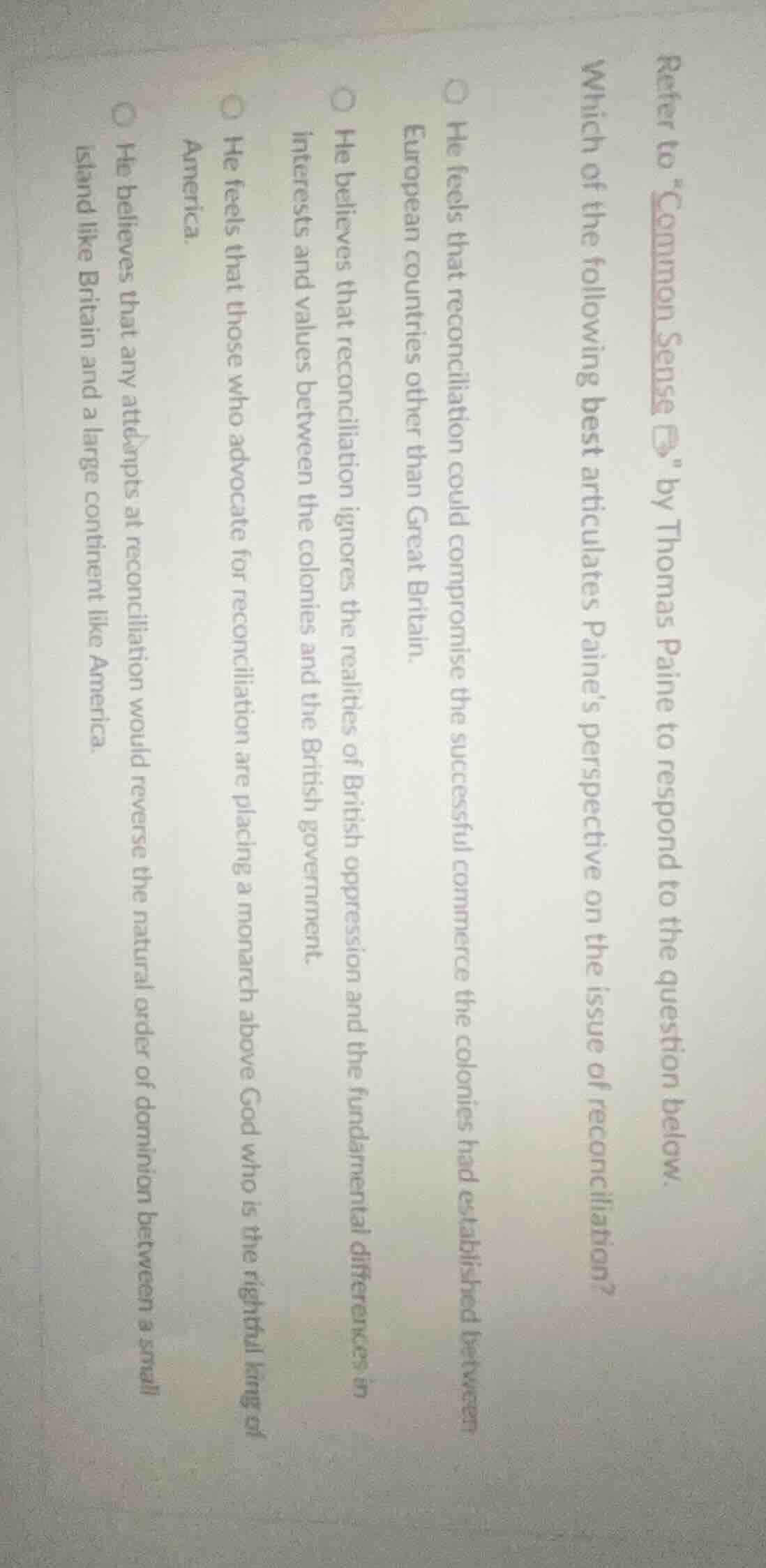 refer to \common sense\ by thomas paine to respond to the question belo…