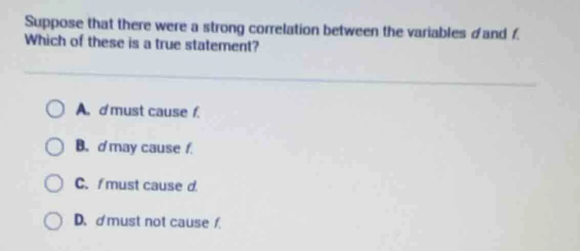 suppose that there were a strong correlation between the variables d an…