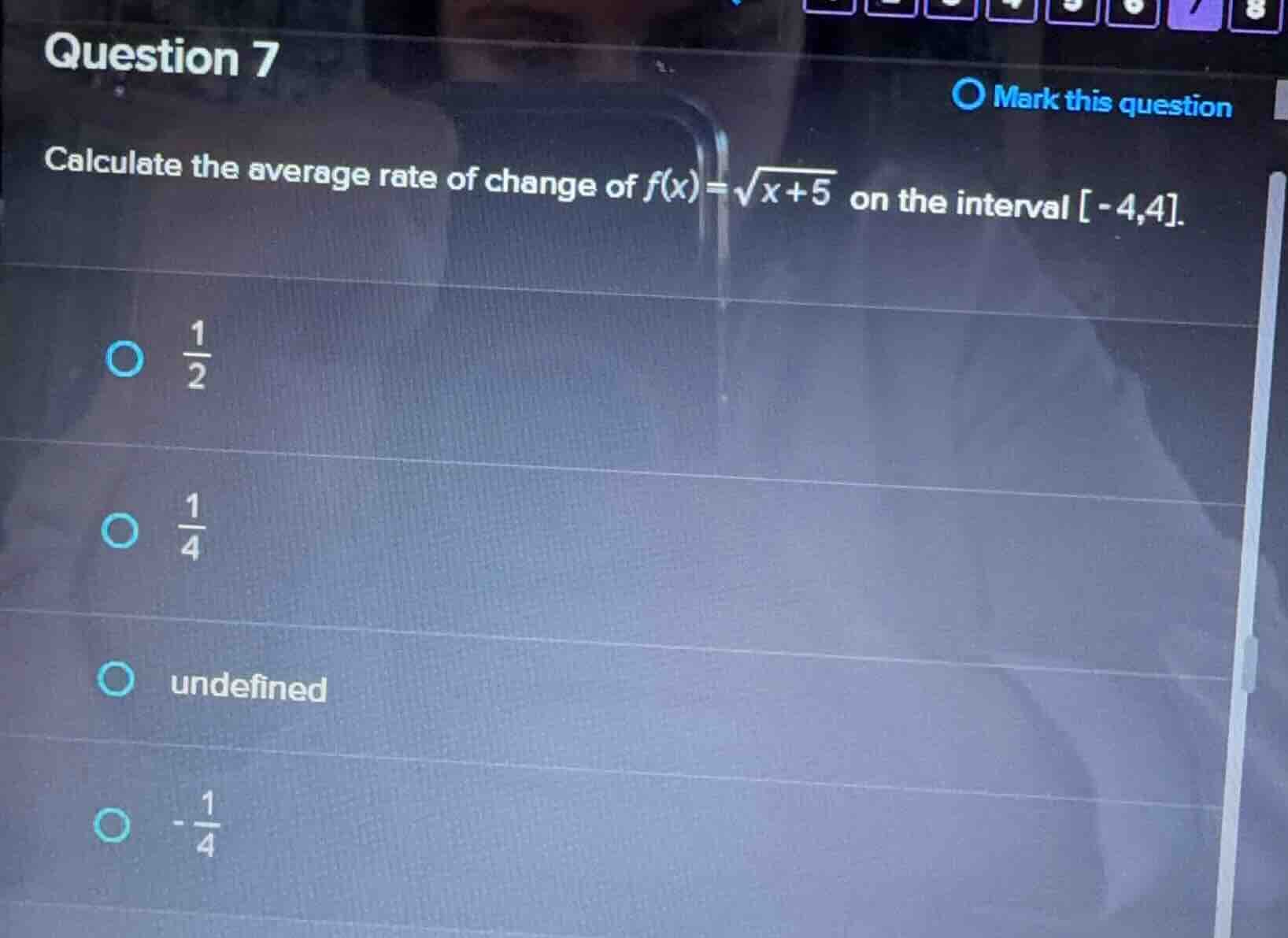 question 7 mark this question calculate the average rate of change of $…