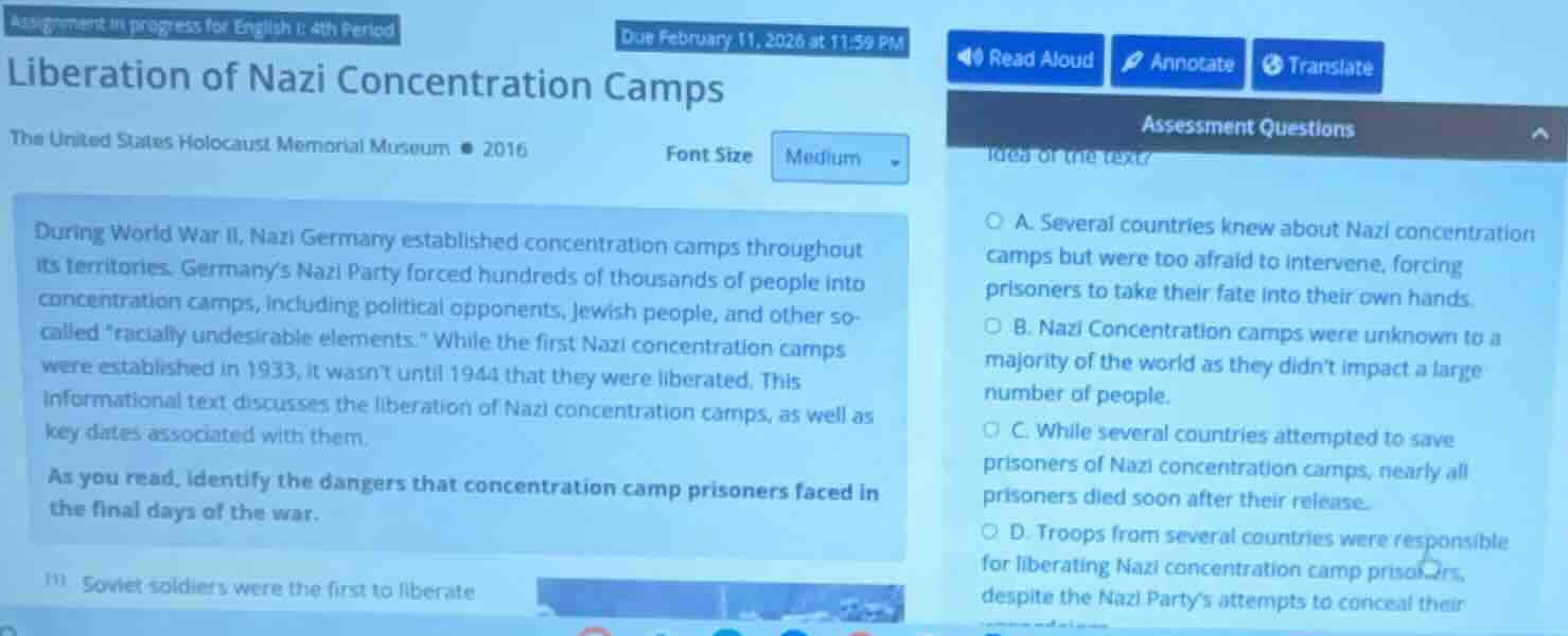 assignment in progress for english 1: 4th period due february 11, 2026 …