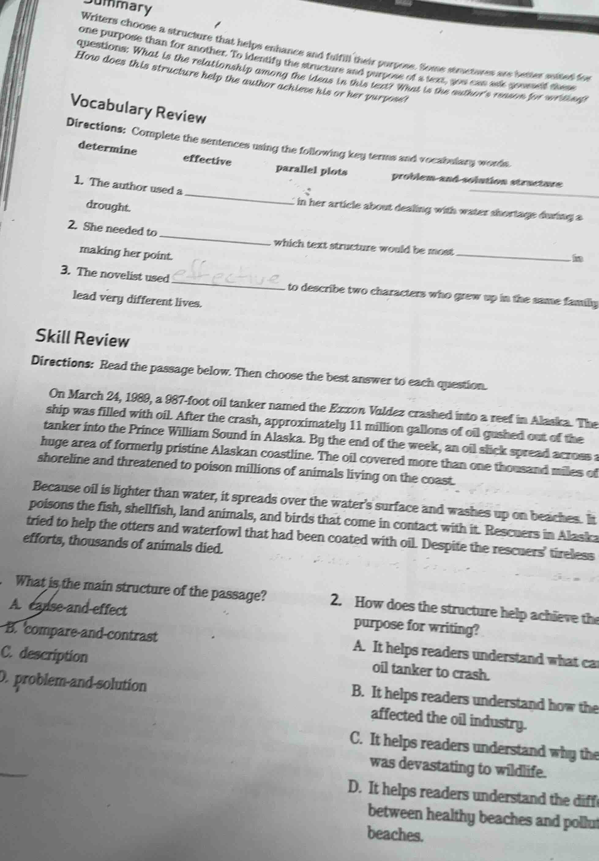 summary writers choose a structure that helps enhance and fulfill their…