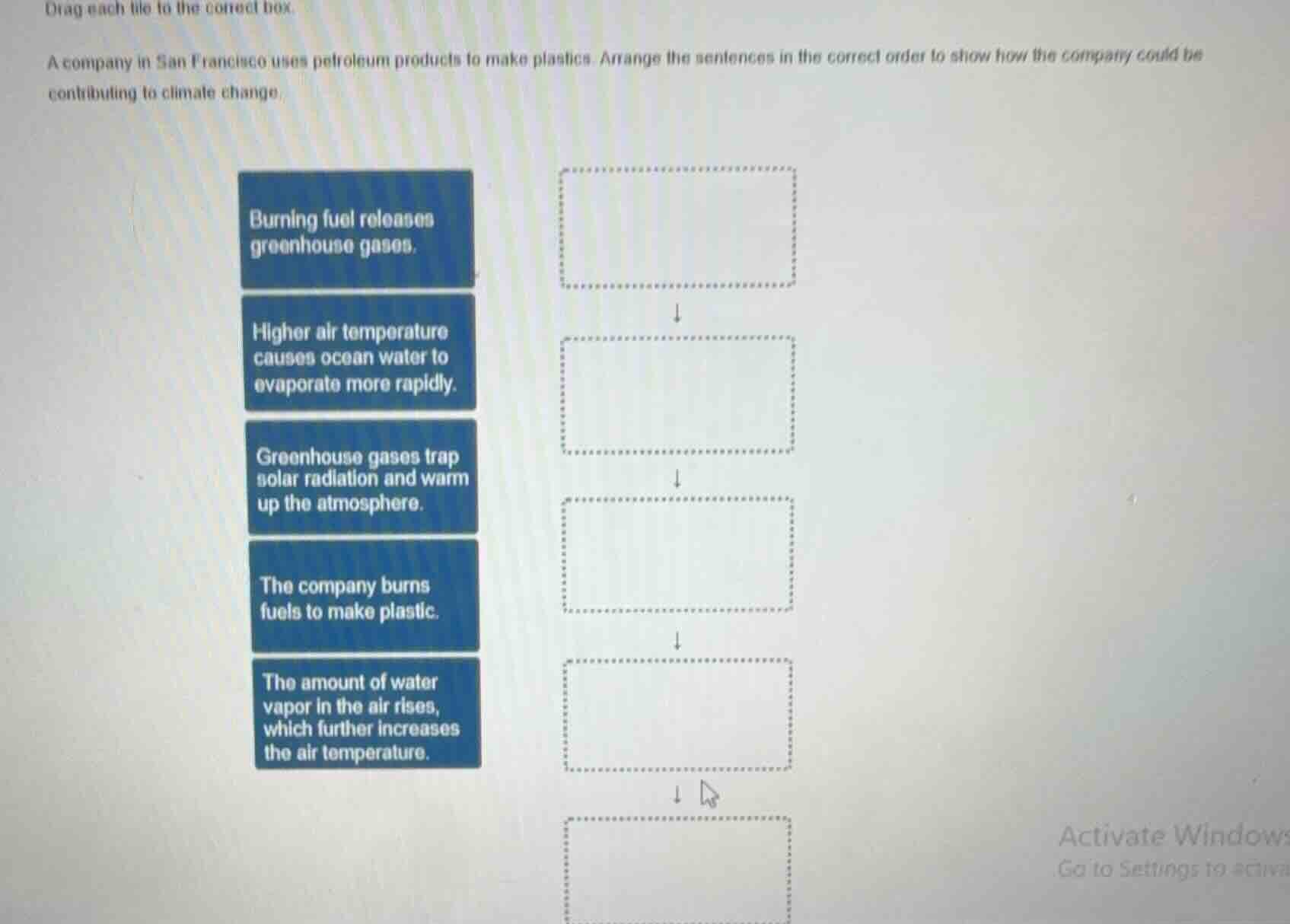 drag each tile to the correct box. a company in san francisco uses petr…