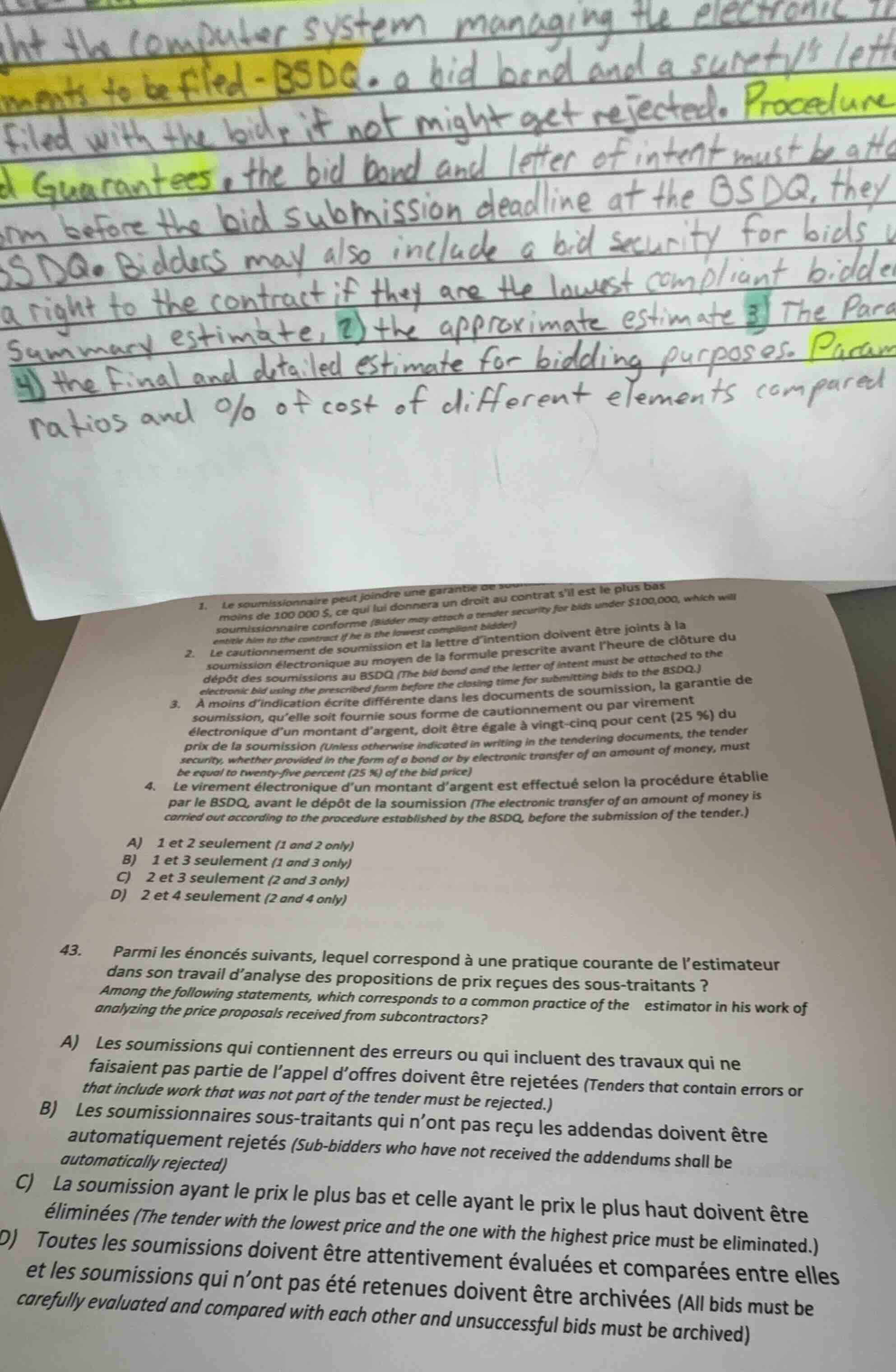 1. le soumissionnaire peut joindre une garantie de sou moins de 100 000…