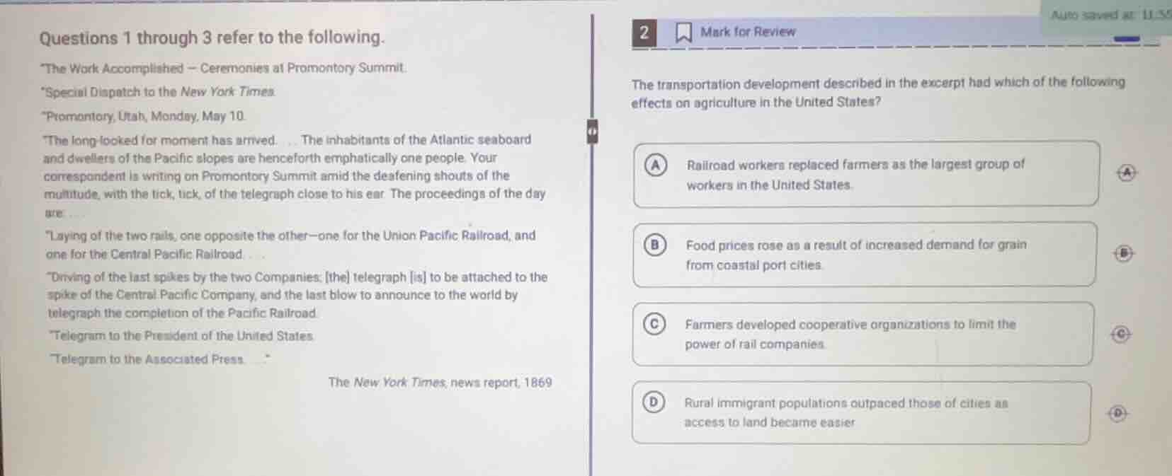 questions 1 through 3 refer to the following. \the work accomplished --…