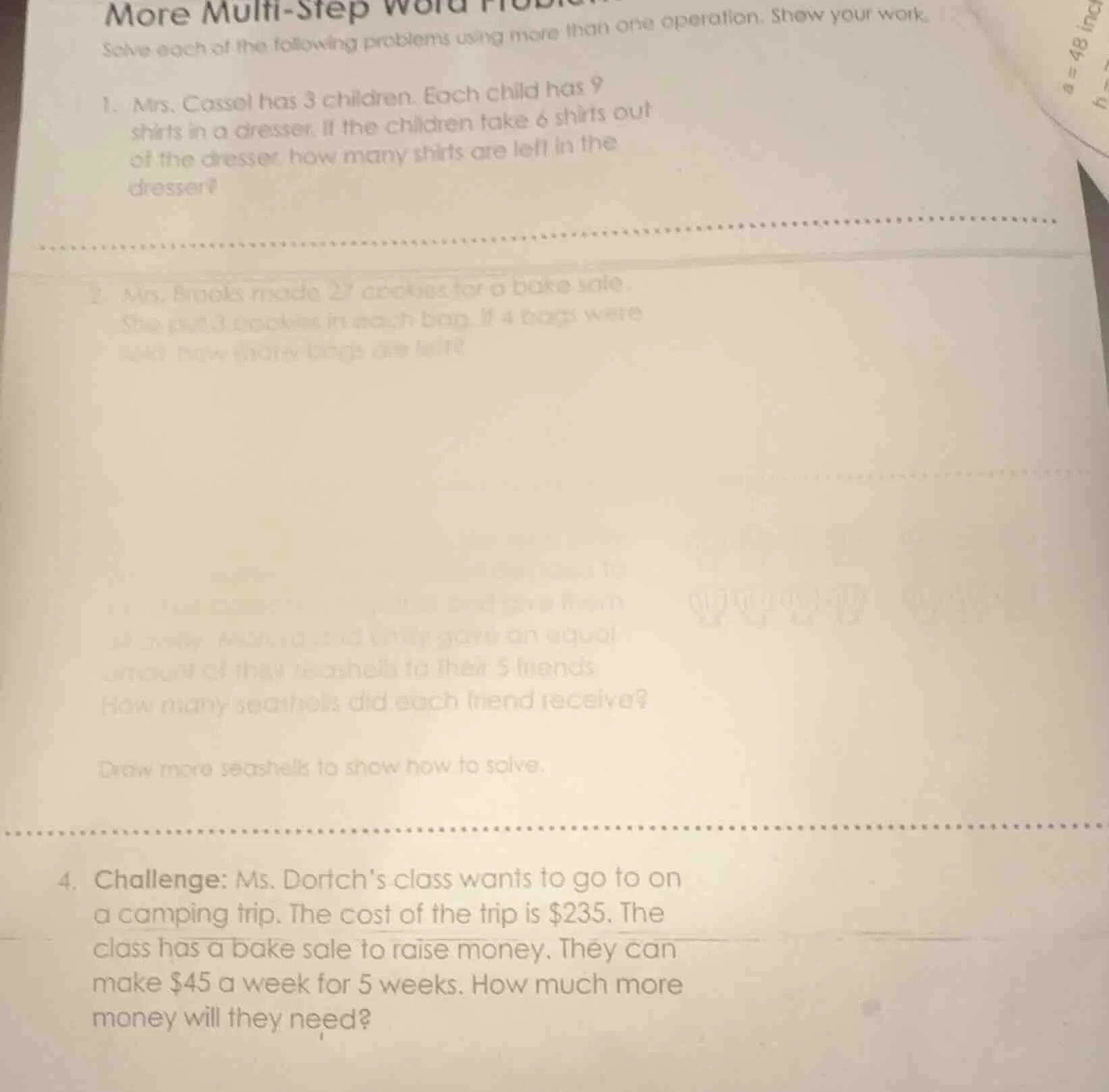 more multi-step word problems solve each of the following problems usin…