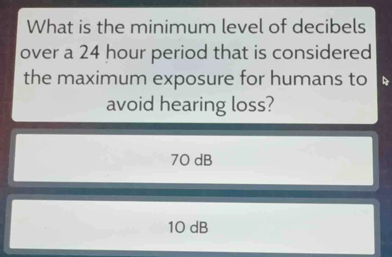 what is the minimum level of decibels over a 24 hour period that is con…