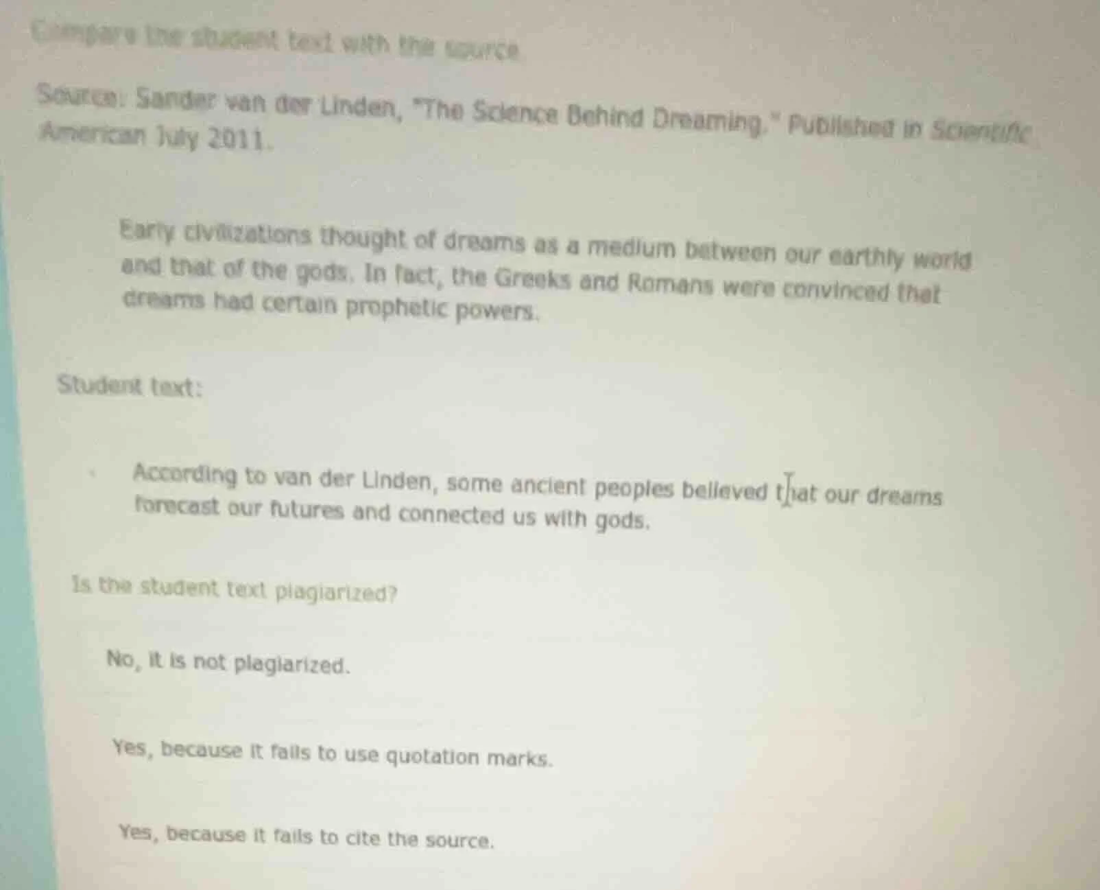 compare the student text with the source. source: sander van der linden…