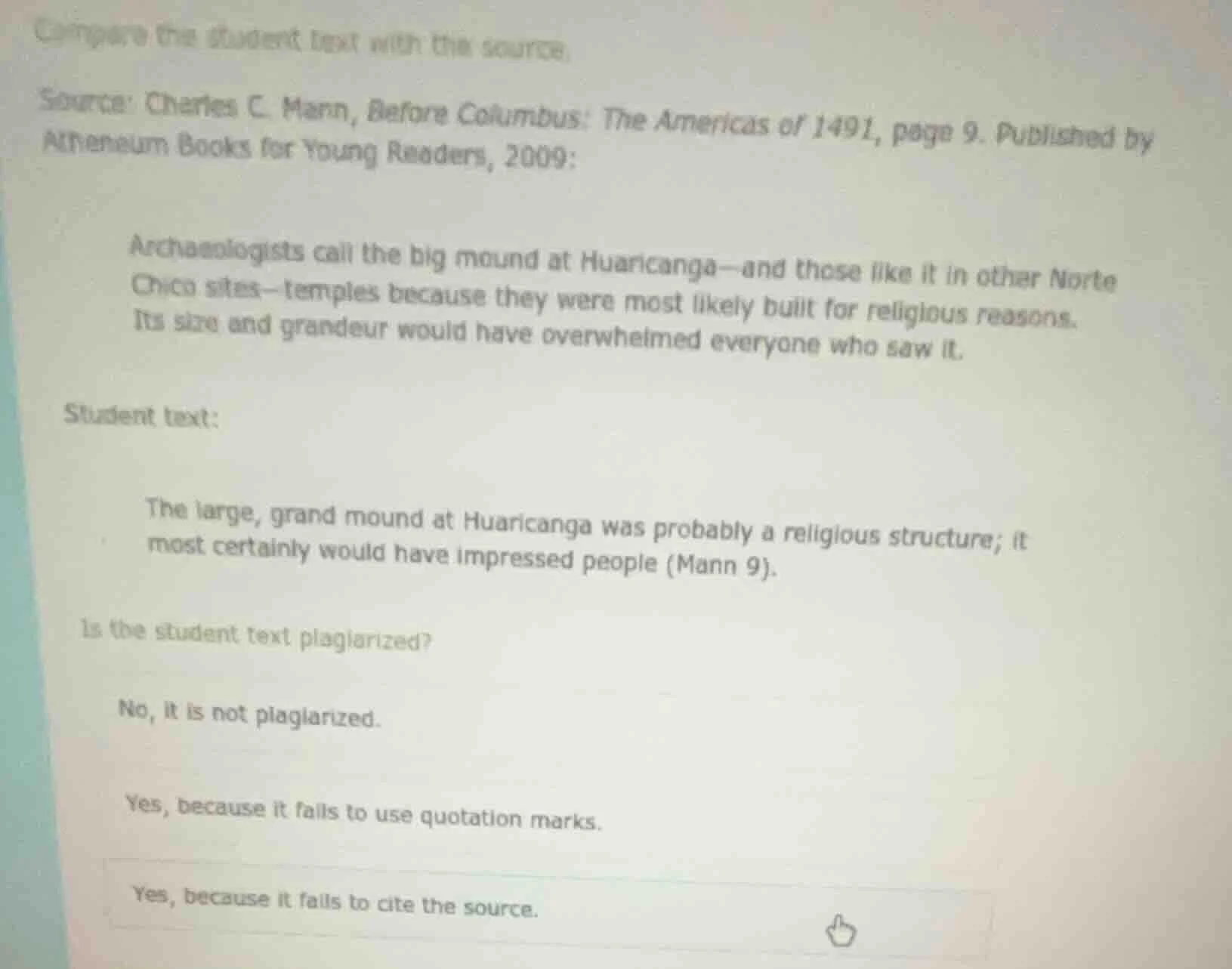 compare the student text with the source. source: charles c. mann, befo…
