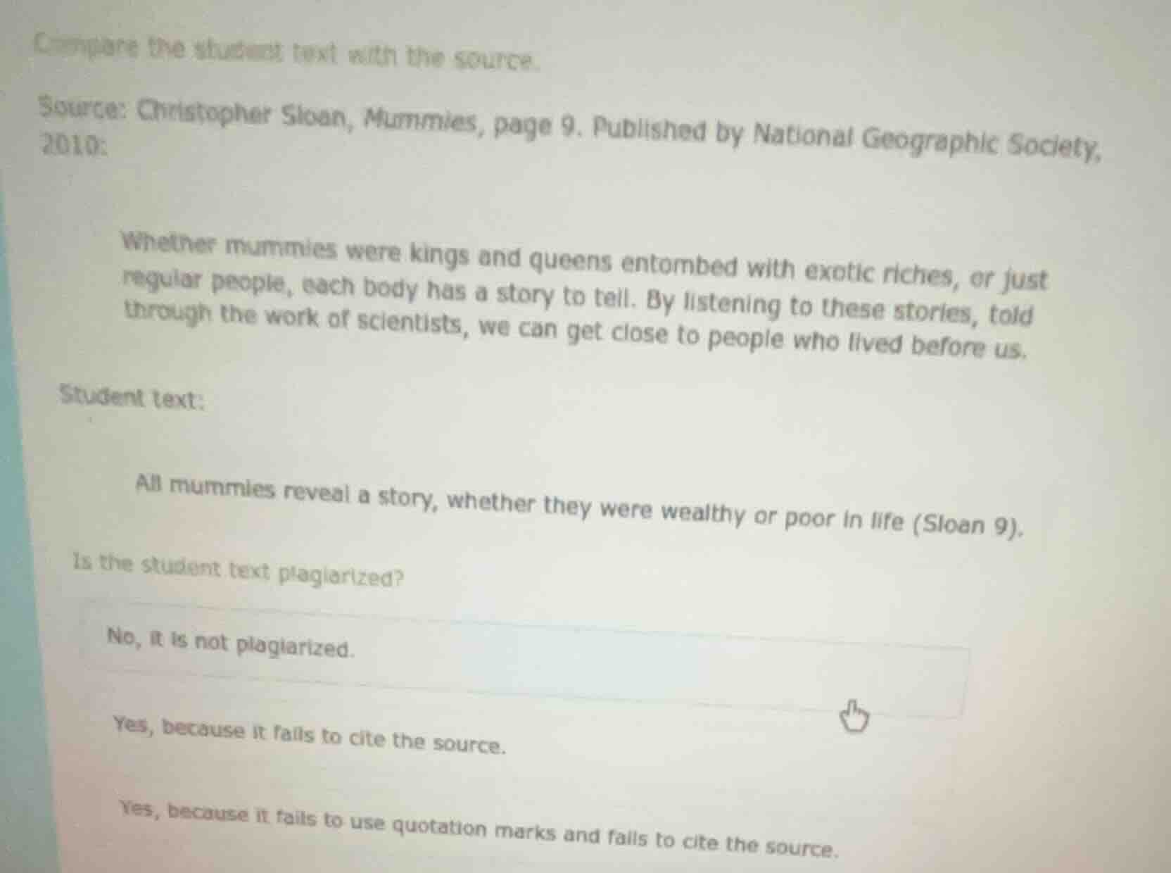 compare the student text with the source. source: christopher sloan, mu…