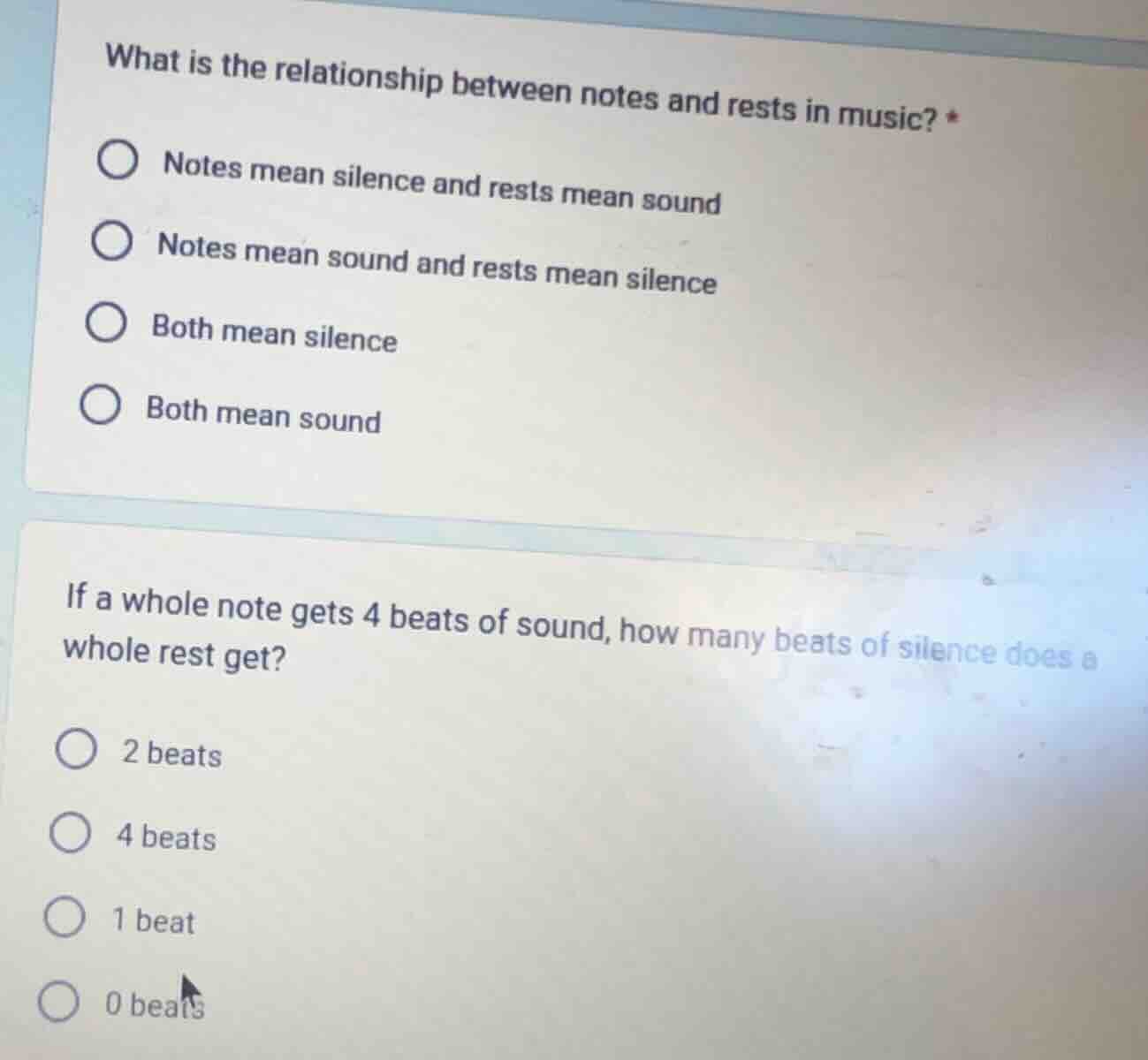 what is the relationship between notes and rests in music? *○ notes mea…