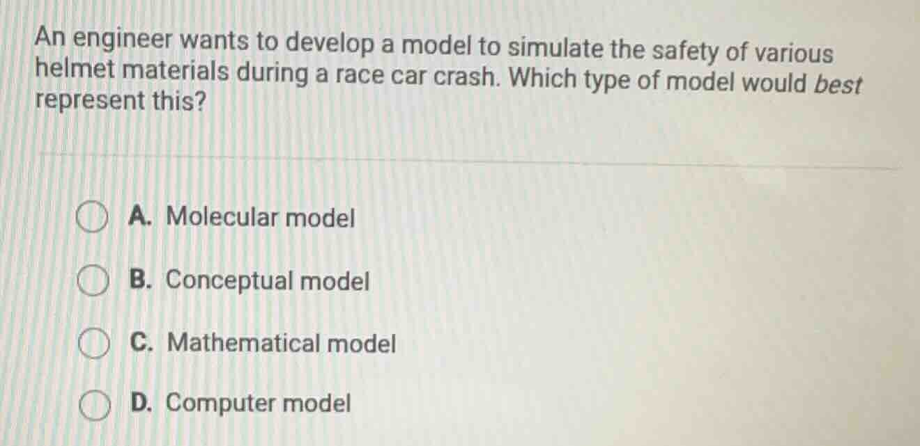an engineer wants to develop a model to simulate the safety of various …