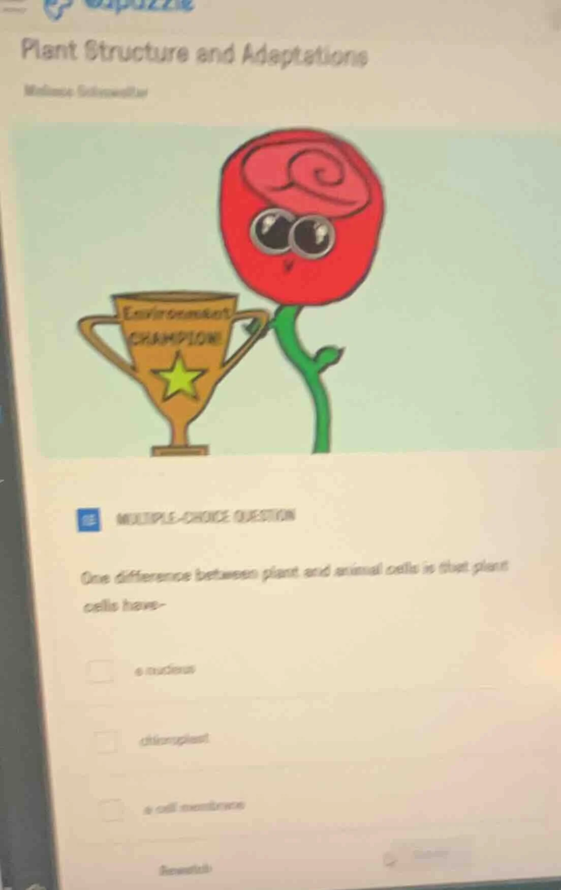 plant structure and adaptationsmultiple-choice questionone difference b…