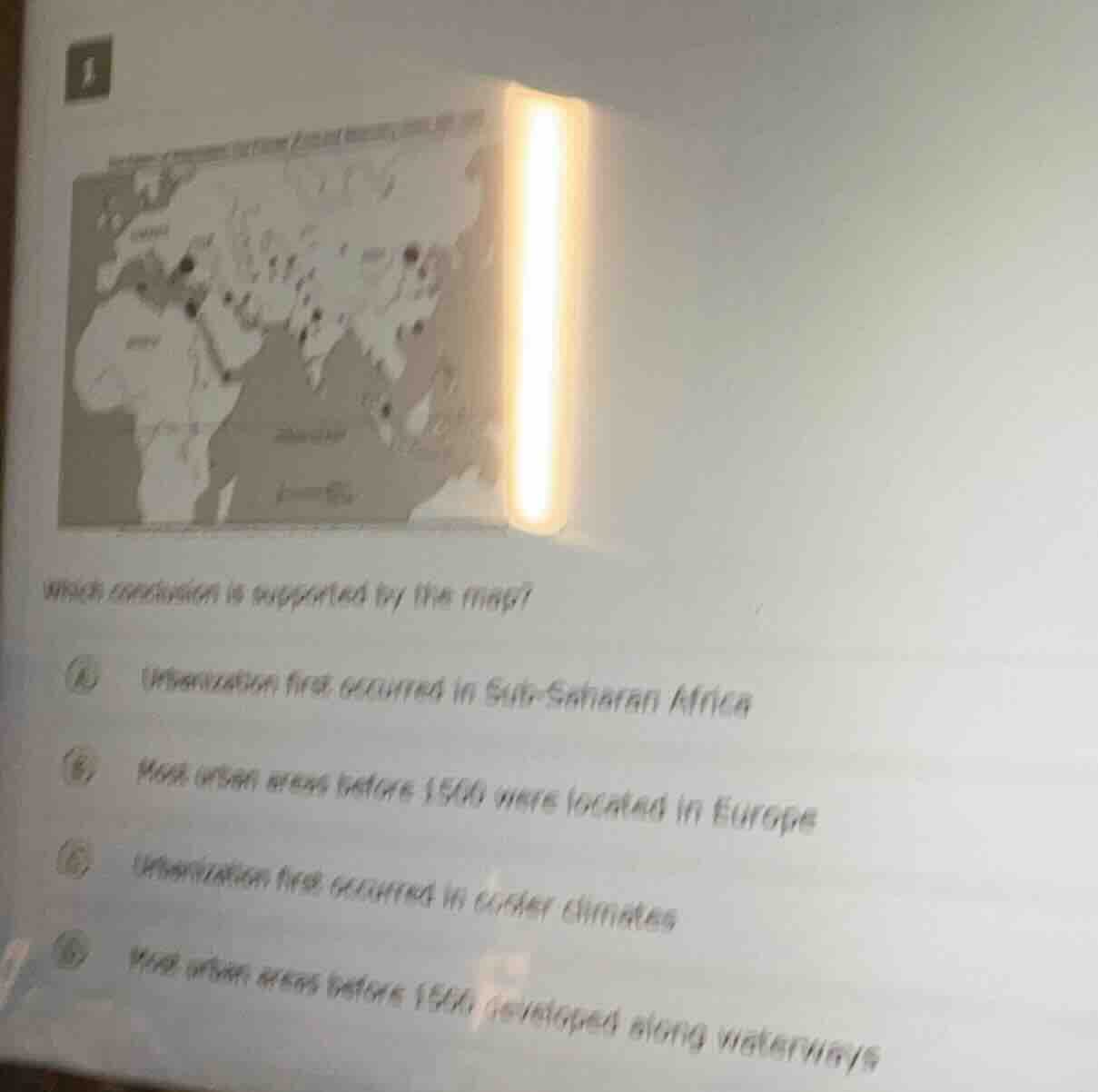 1 which conclusion is supported by the map? a urbanization first occurr…