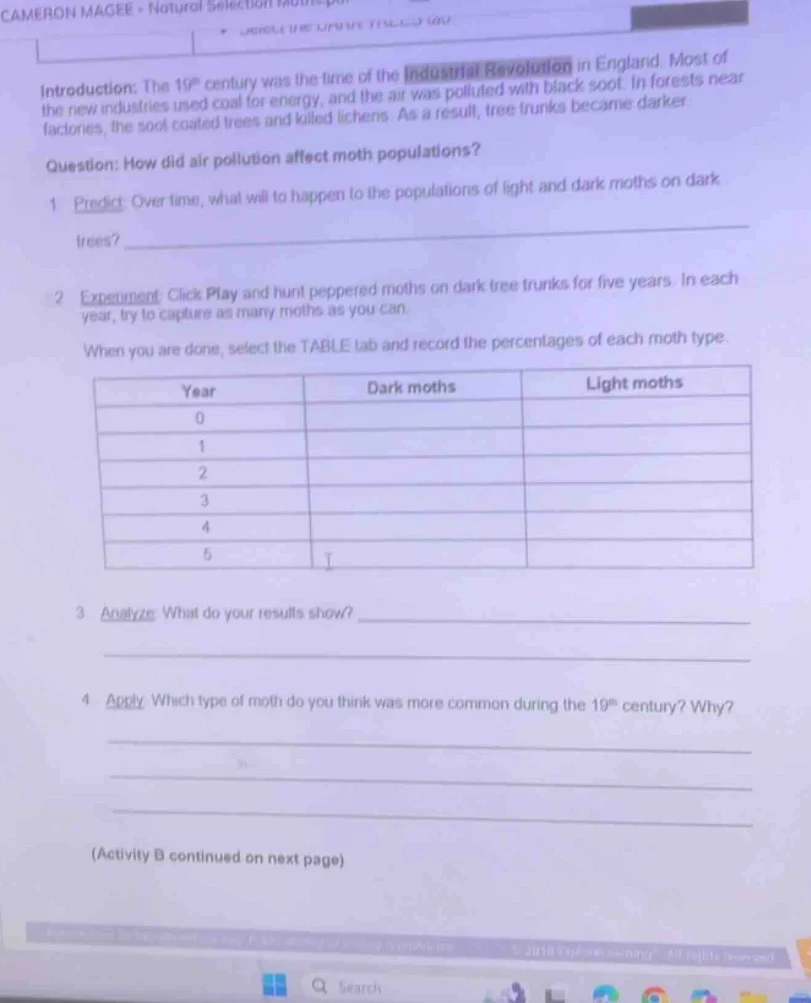 cameron magee - natural selectionintroduction: the 19th century was the…