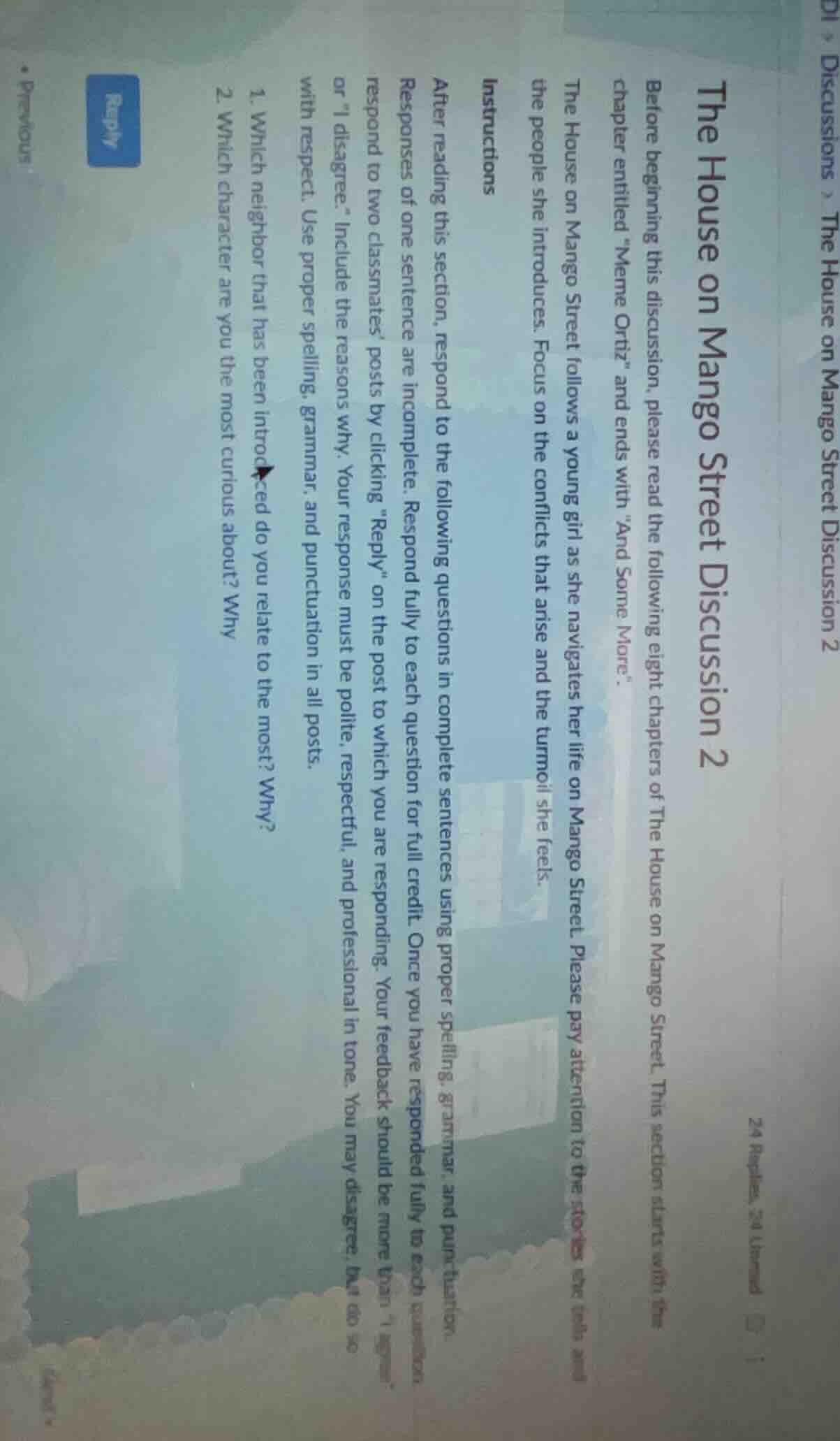 di > discussions > the house on mango street discussion 2 24 replies, 2…