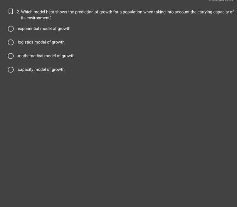 2. which model best shows the prediction of growth for a population whe…