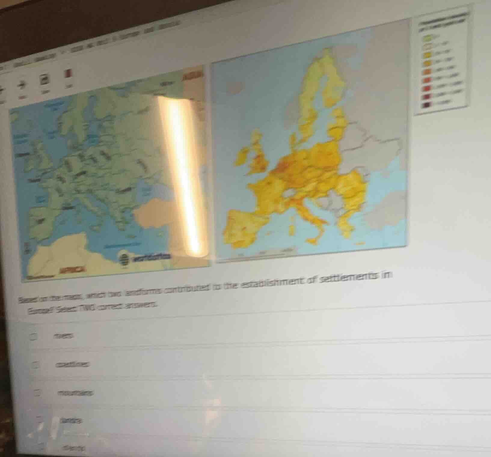 based on the maps, which two landforms contributed to the establishment…