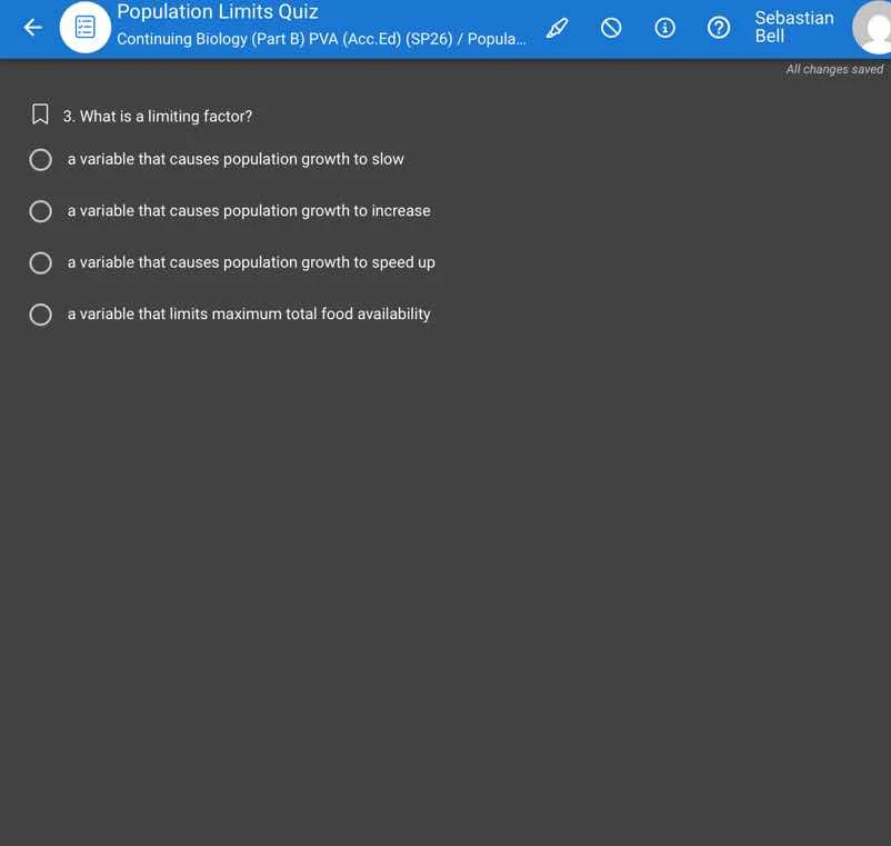 population limits quiz continuing biology (part b) pva (acc.ed) (sp26) …
