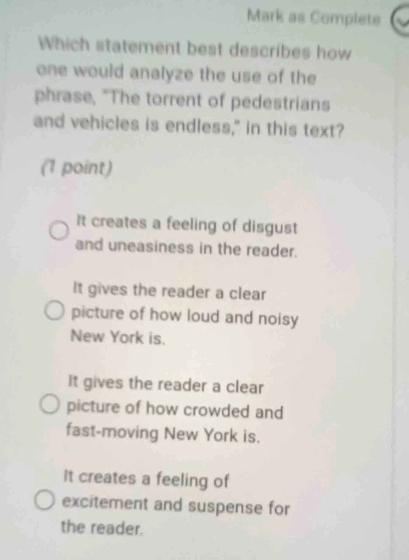 mark as completewhich statement best describes howone would analyze the…