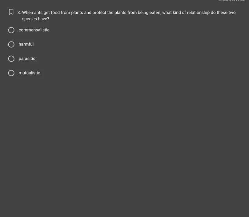 3. when ants get food from plants and protect the plants from being eat…