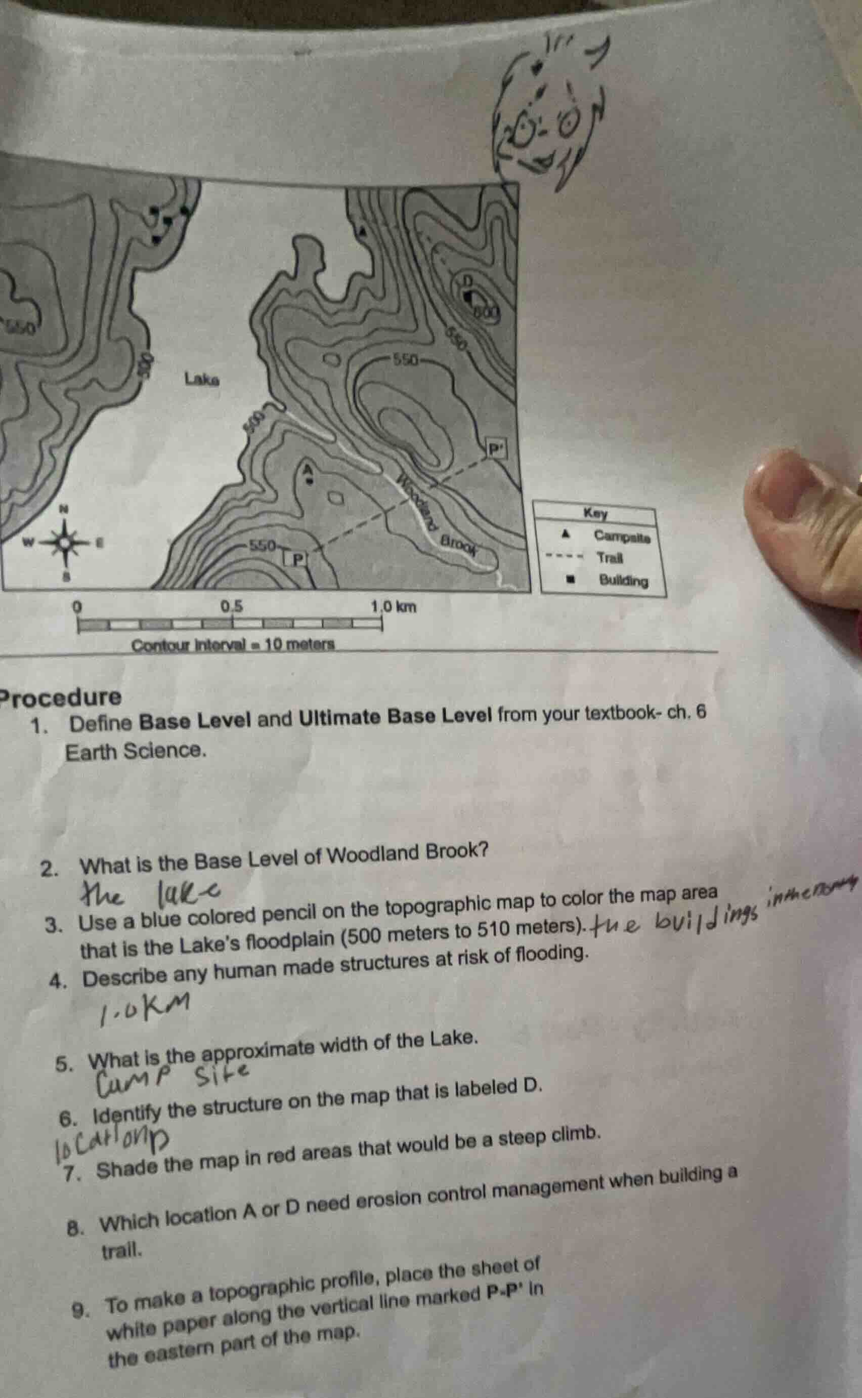 contour interval = 10 meters procedure 1. define base level and ultimat…