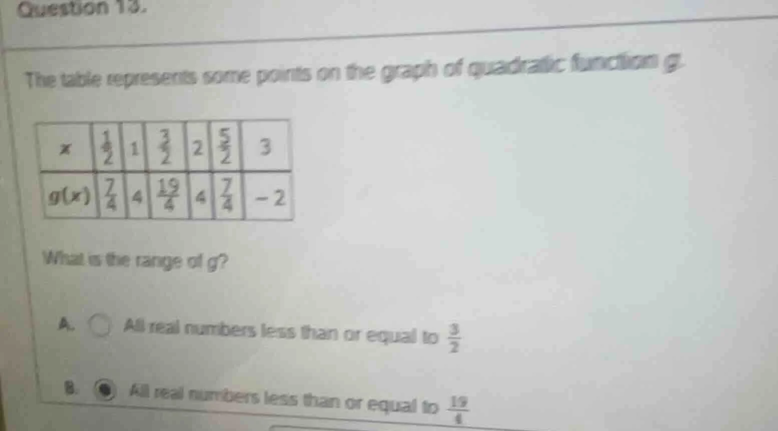 question 13. the table represents some points on the graph of quadratic…