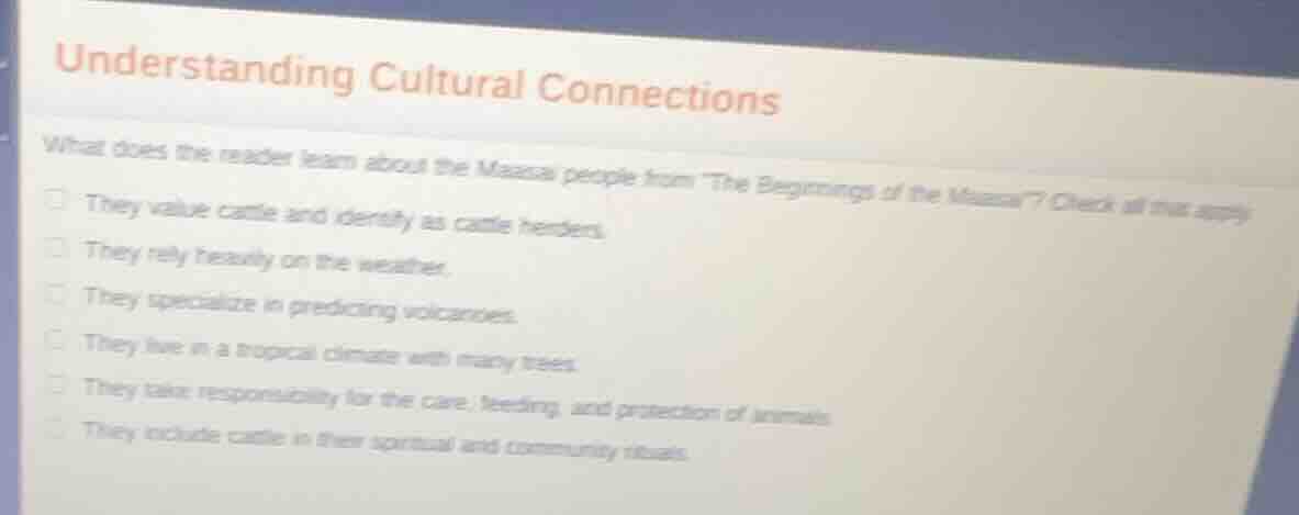 understanding cultural connections what does the reader learn about the…