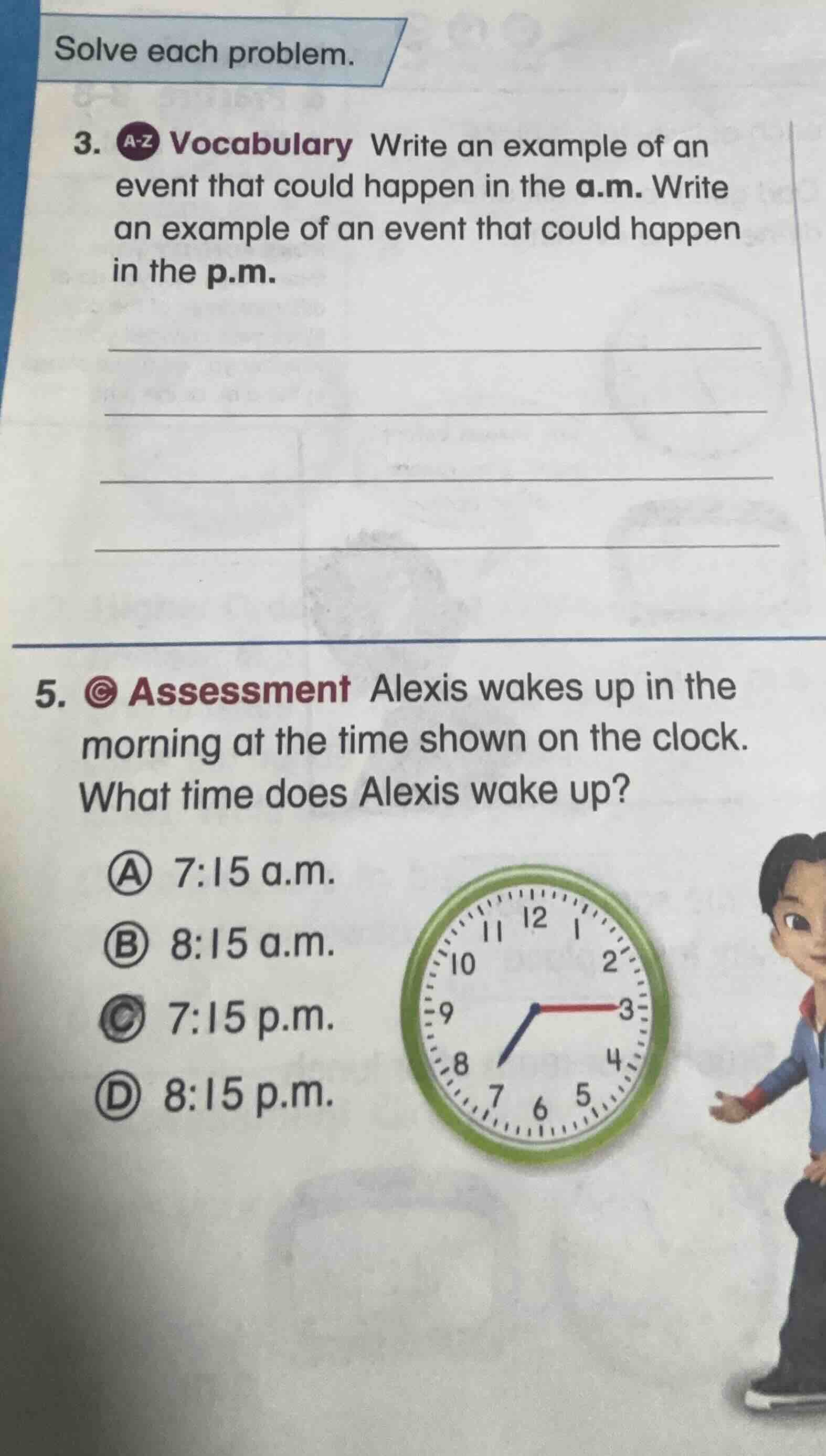 solve each problem. 3. vocabulary write an example of an event that cou…