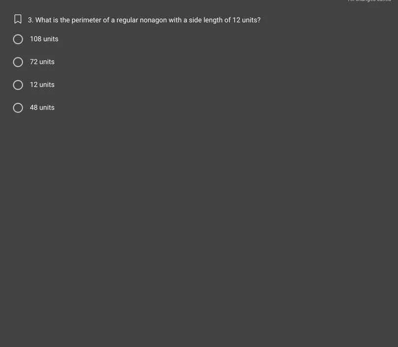 3. what is the perimeter of a regular nonagon with a side length of 12 …