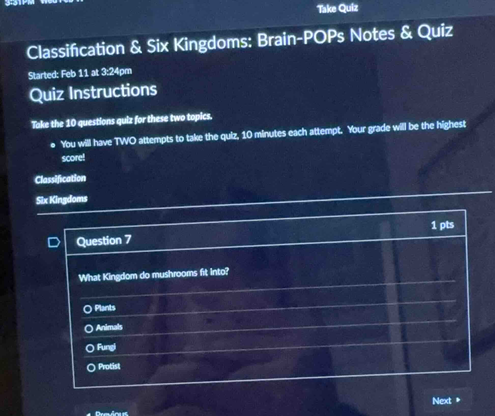take quiz classification & six kingdoms: brain-pops notes & quiz starte…