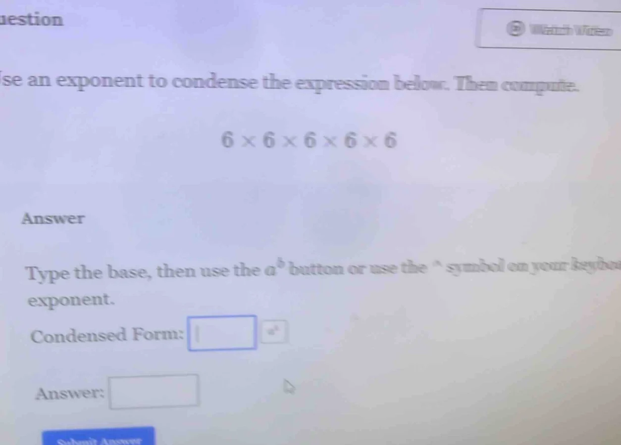 question use an exponent to condense the expression below. then compute…