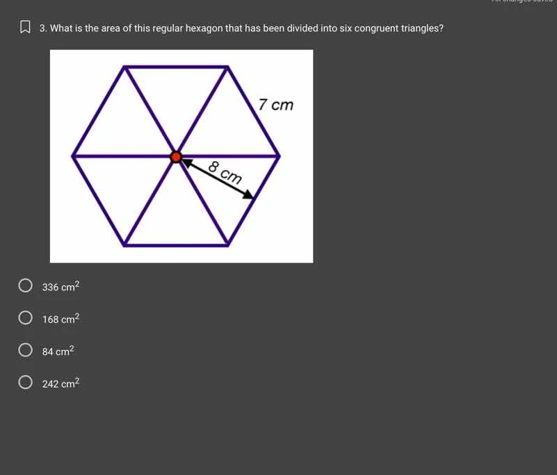 3. what is the area of this regular hexagon that has been divided into …