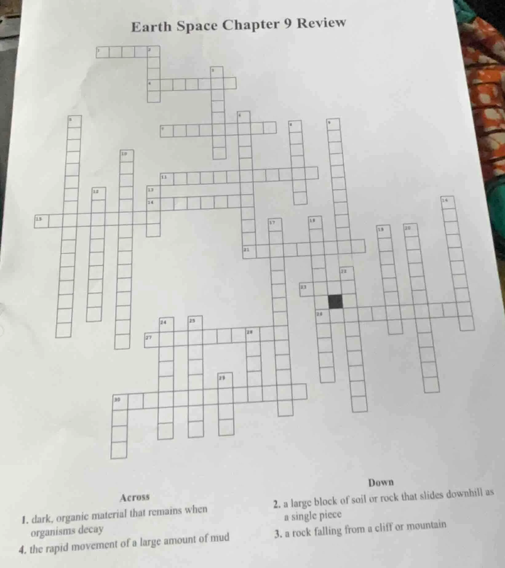 earth space chapter 9 review across 1. dark, organic material that rema…