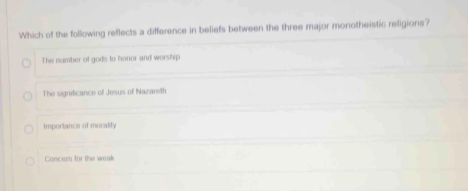 which of the following reflects a difference in beliefs between the thr…