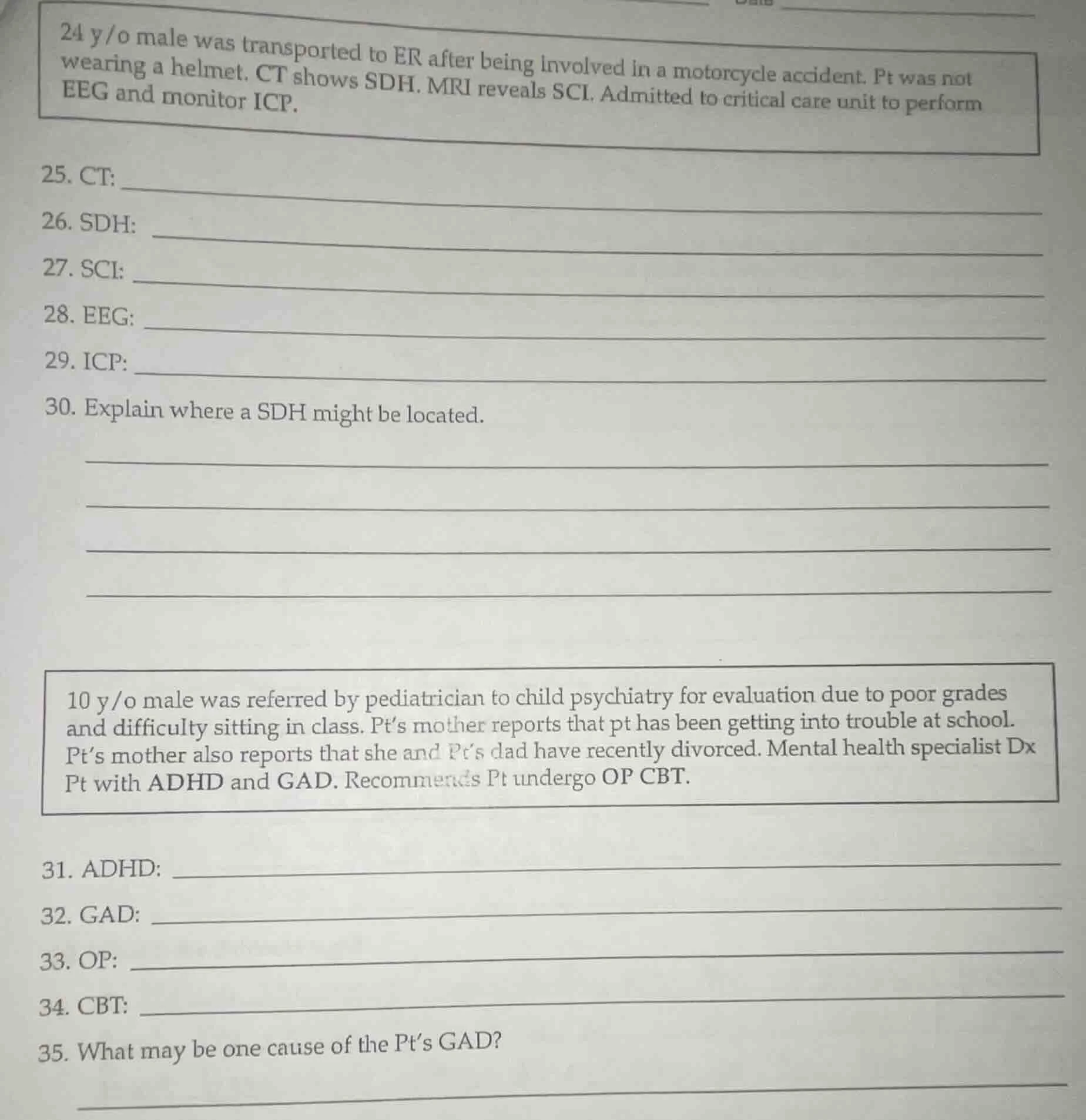 24 y/o male was transported to er after being involved in a motorcycle …