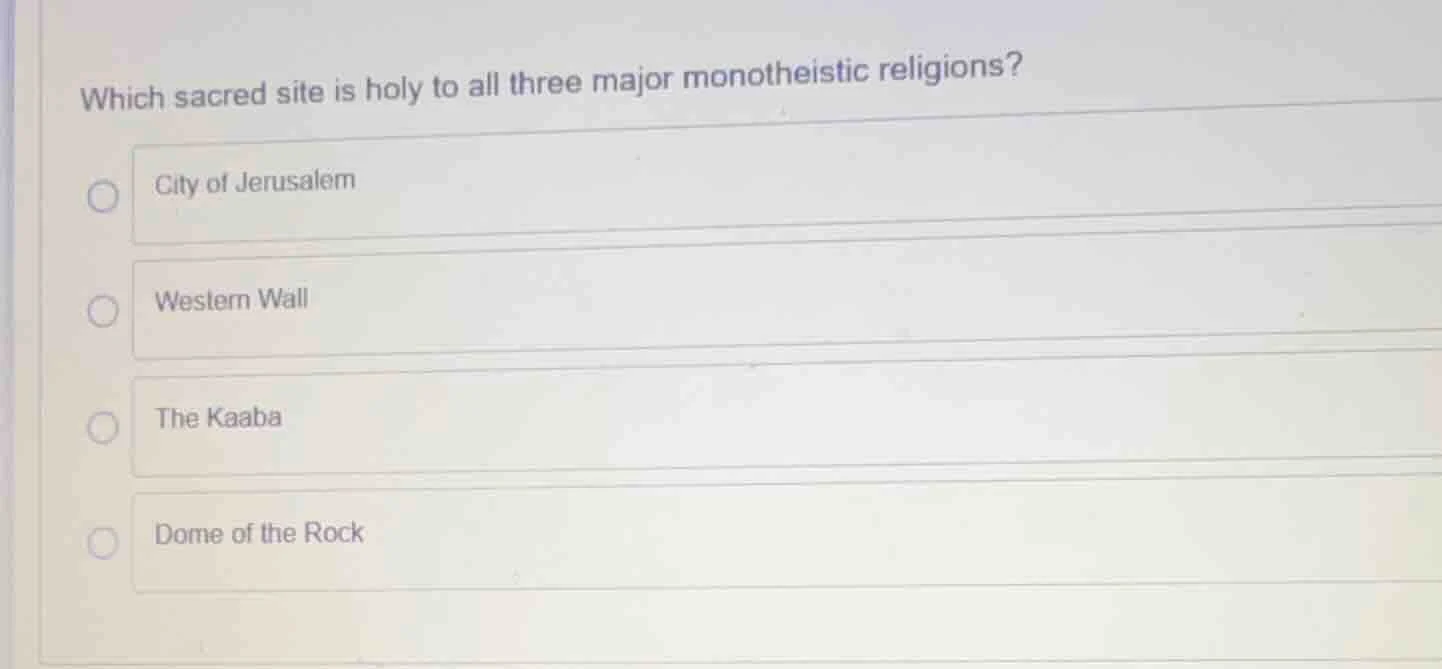 which sacred site is holy to all three major monotheistic religions? ci…