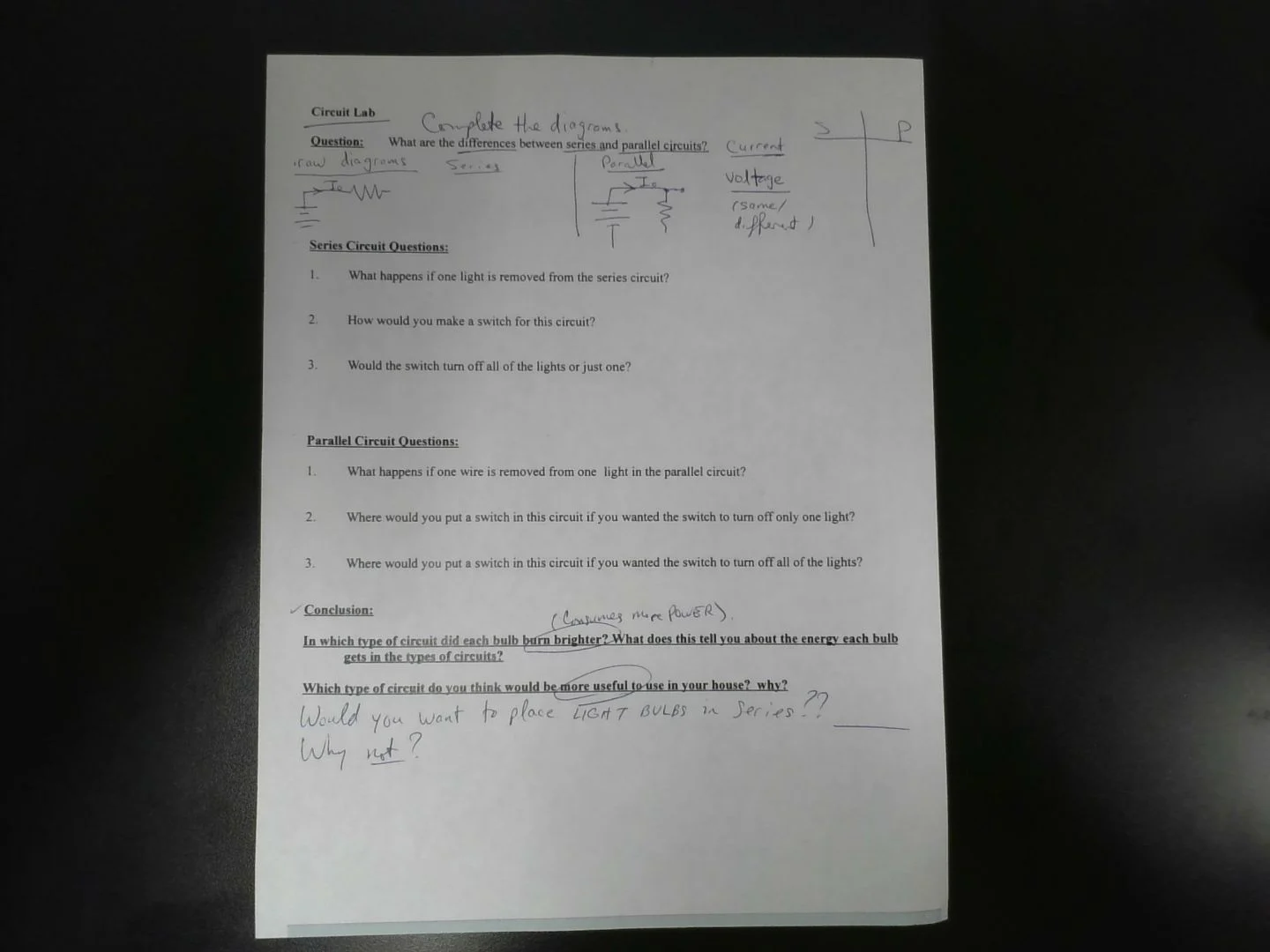 circuit labcomplete the diagrams.question: what are the differences bet…