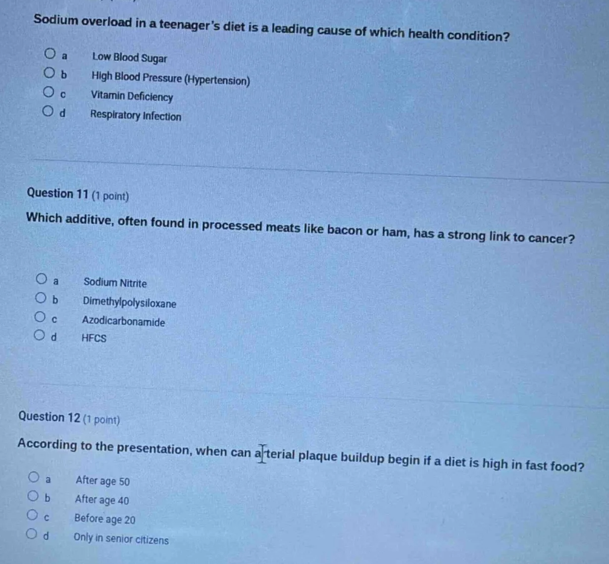 sodium overload in a teenagers diet is a leading cause of which health …