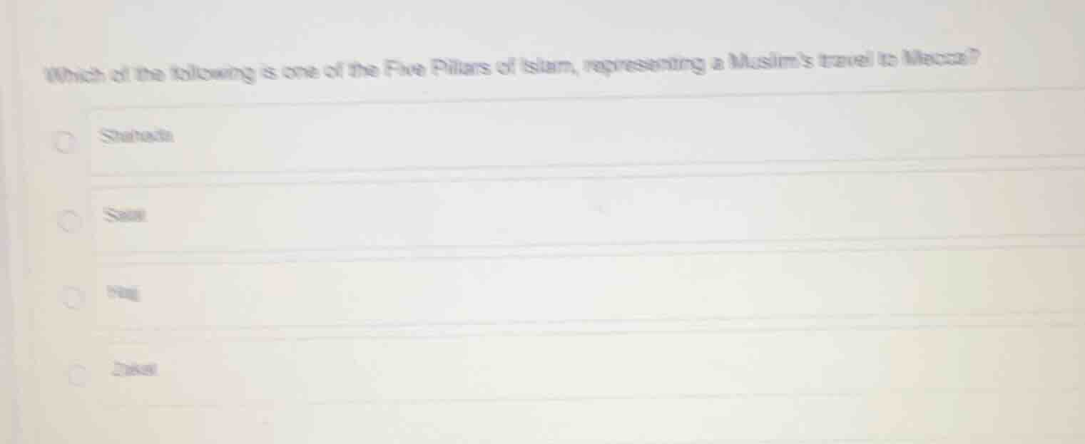 which of the following is one of the five pillars of islam, representin…