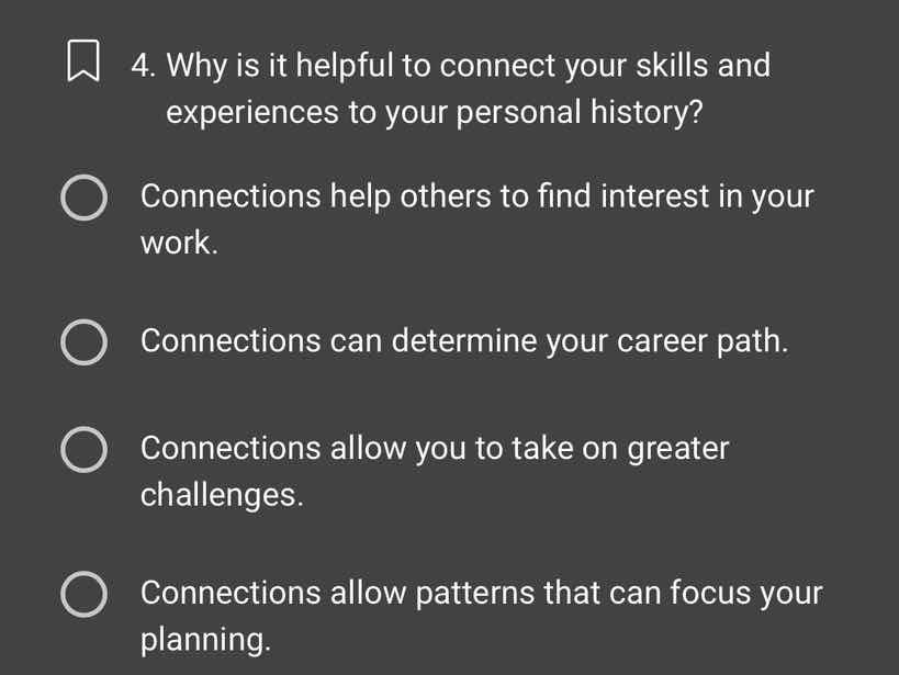 4. why is it helpful to connect your skills and experiences to your per…