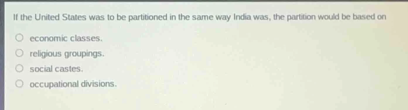 if the united states was to be partitioned in the same way india was, t…