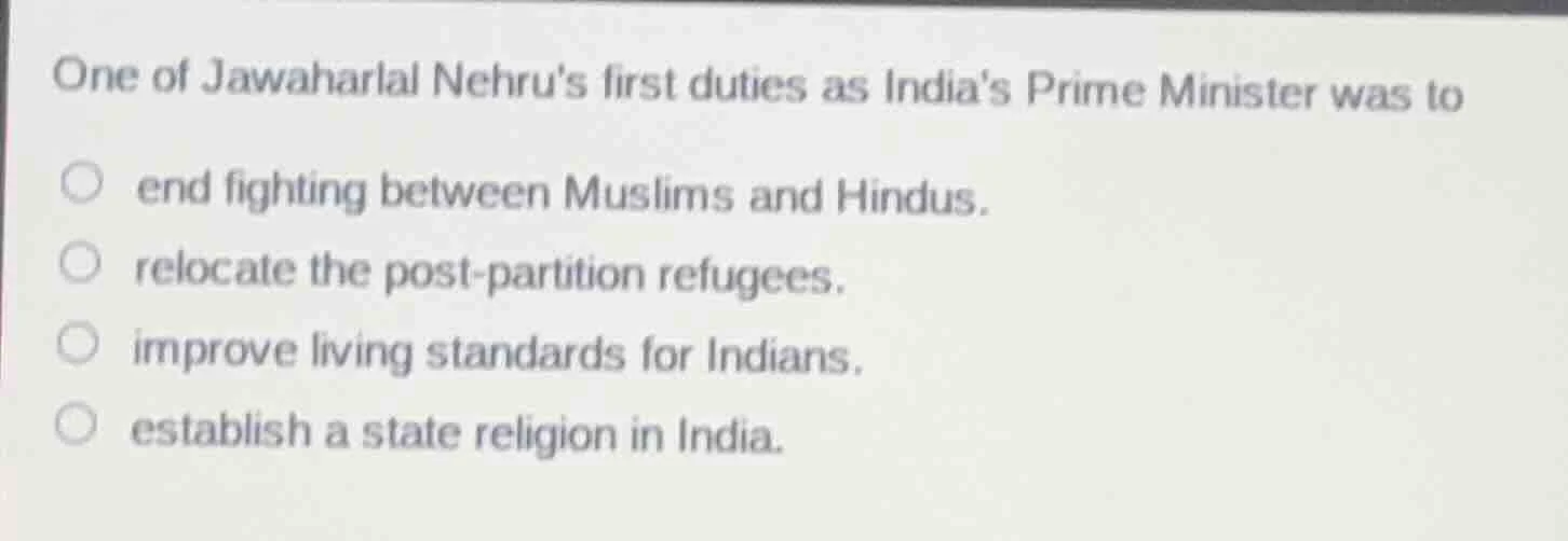 one of jawaharlal nehrus first duties as indias prime minister was to e…