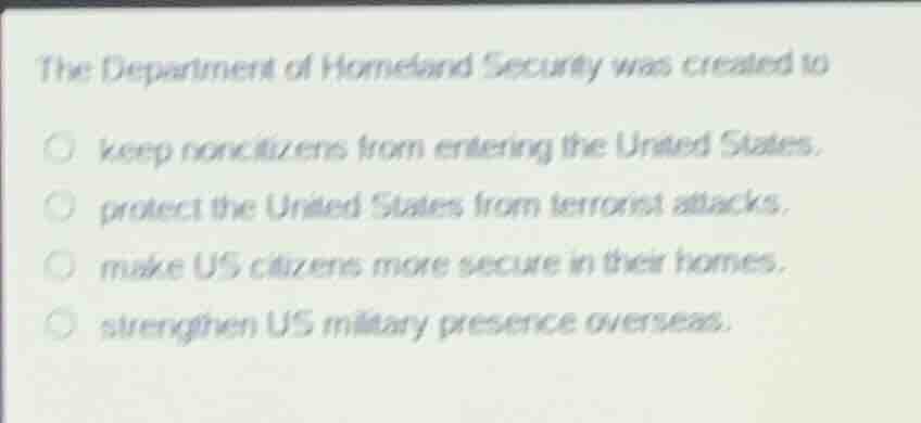 the department of homeland security was created to keep noncitizens fro…