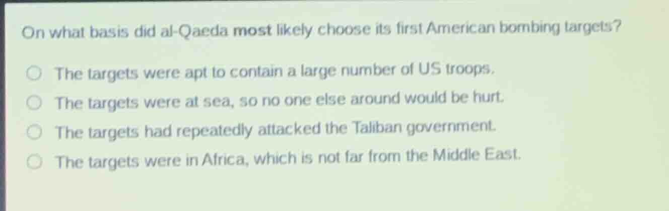 on what basis did al-qaeda most likely choose its first american bombin…