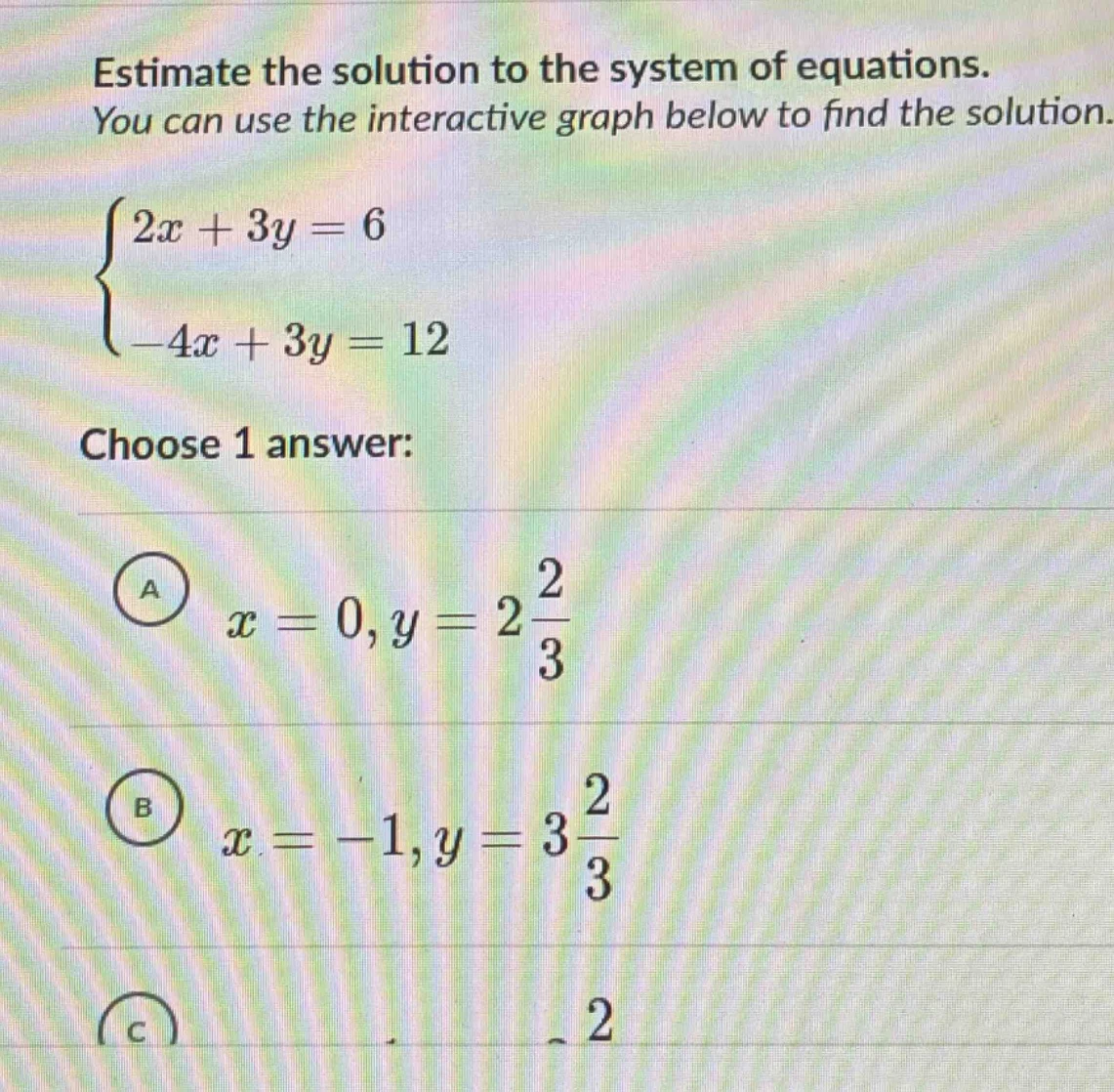 estimate the solution to the system of equations. you can use the inter…